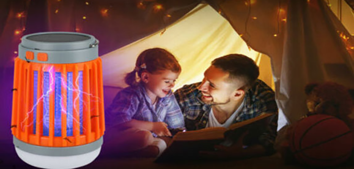 Mozz Guard product and a fatehr with his kid enjoying mosquito free nights
